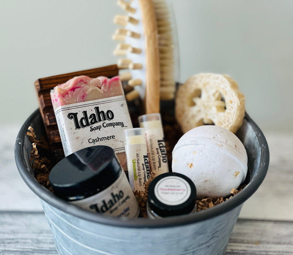 Gift Box - Medium Galvanized Round Combination - Idaho Soap Company